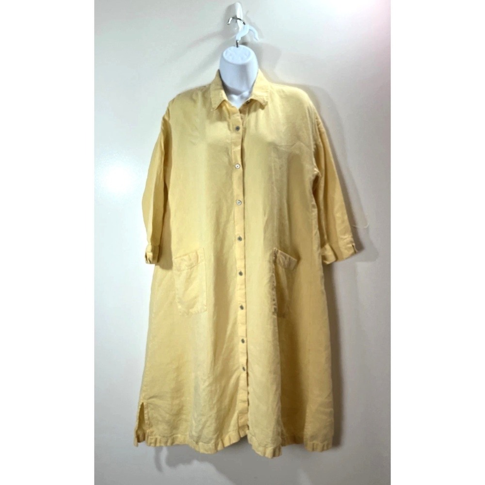 J Jill Pure Jill Womens Oversized Linen Shirt Dress S Minimalist Resort Vacation